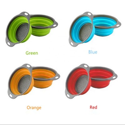 Hot selling new 2 Folding Strainers collapsible colander set