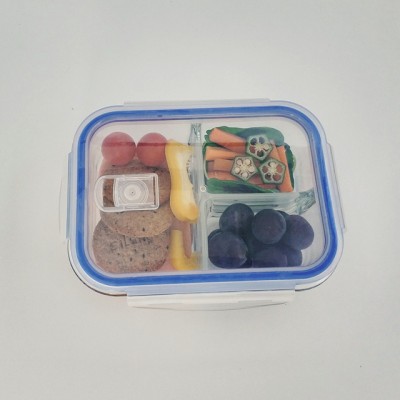 High Quality 3 Compartment Glass Food Storage Containers With Locking Lids