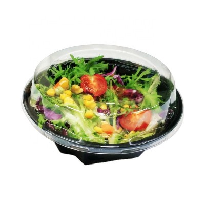 FDA Approved Disposable Black Plastic Salad Fruit Bowl