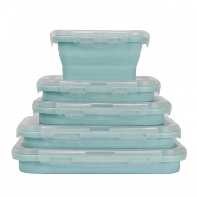 Hot Selling Set of 4 with Lids Space Saving Collapsible Silicone Food Storage Container